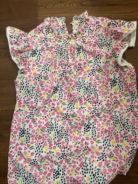 Source Unknown Pink Floral Ruffle Sleeve Top